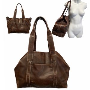 FOSSIL VINTAGE Large Brown Distressed Leather Tote